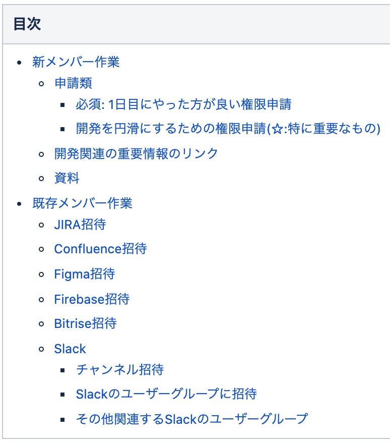 オンボーディング資料目次